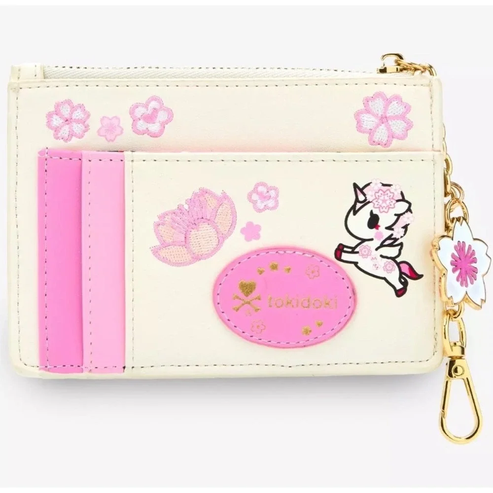 Tokidoki Unicorno Sakura Festival Card Case Zip Wallet Cream Pink Cherry Blossom